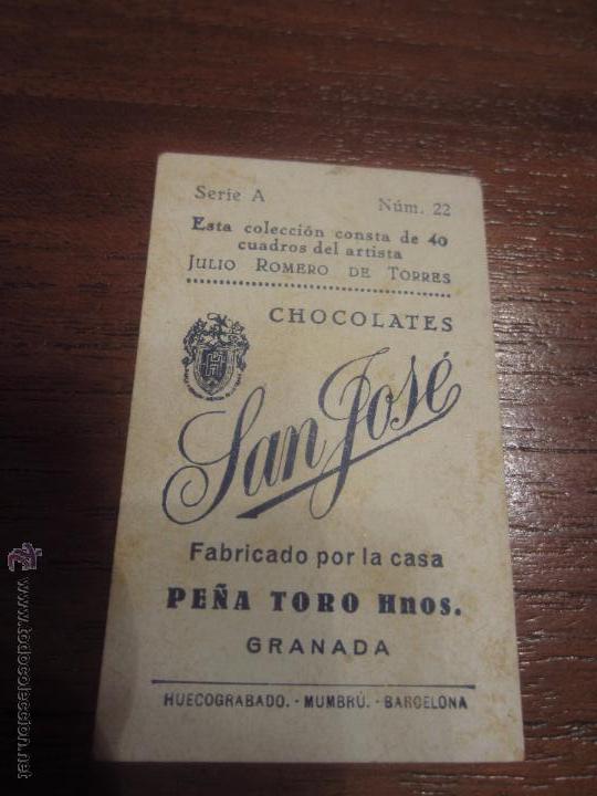 Coleccionismo cromos antiguos: Cromo propaganda chocolate San Jose Granada - Foto 2