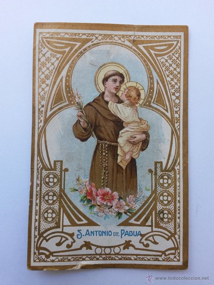 Coleccionismo Cromos antiguos: Cromo de chocolates y ceras eduardo alonso alonso,banavente (zamora) san antonio de padua
