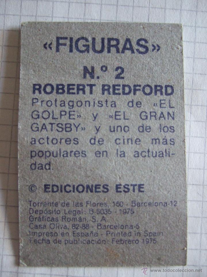 Coleccionismo cromos antiguos: CROMO FIGURAS - N&ordm; 2 ROBERT REDFORD - EDICIONES ESTE - 1975 - Foto 2
