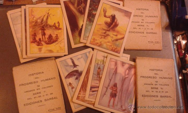 Coleccionismo cromos antiguos: Lote de 36 cromos Historia del progreso humano. Ediciones Barsal. - Foto 1