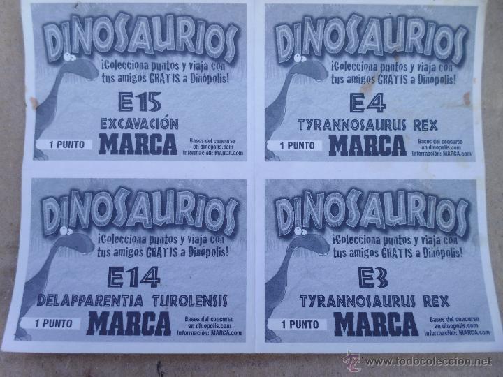 Coleccionismo cromos antiguos: 4 CROMOS ESPECIALES DE LA COLECCI&Oacute;N DE MARCA: DINOSAURIOS, N&Uacute;MEROS: E3 - E4 - E14 - E15 no pegados - Foto 2