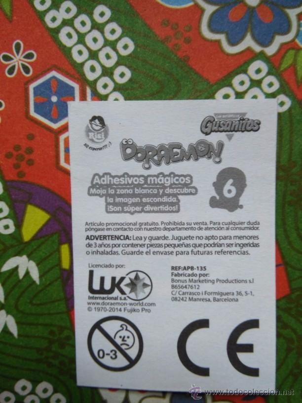 Coleccionismo cromos antiguos: DORAEMON GUSANITOS RISI - Foto 2