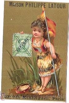 Collectable Antique Stickers: CROMO ANTIGUO DEL SIGLO XIX CON PUBLICIDAD. MAISON PHILIPPE LATOUR, PARIS.
