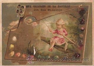 Collezionismo Figurine antiche: CROMO ANTIGUO DEL SIGLO XIX CON PUBLICIDAD. AUX GALERIES DE LA BASTILLE.