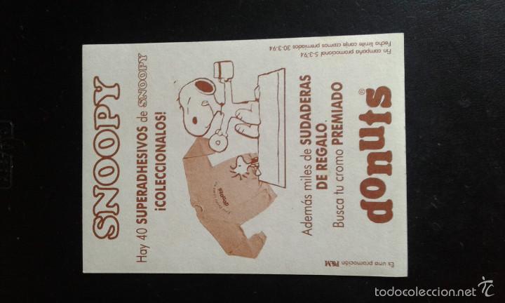 Coleccionismo cromos antiguos: CROMO DONUTS SNOOPY - Foto 2