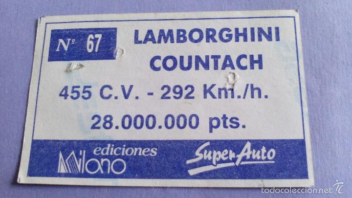Coleccionismo cromos antiguos: cromo n&ordm; 67  super auto lamborghini countach e. milano - Foto 2