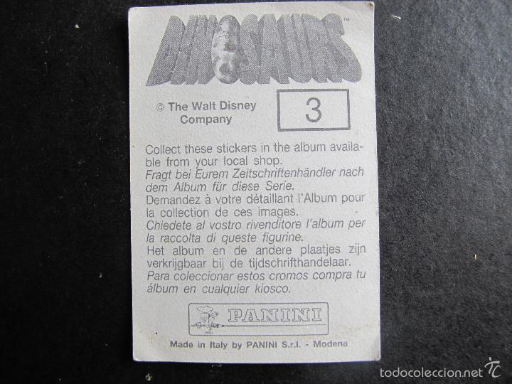 Coleccionismo cromos antiguos: cromo dinosaurs panini disney numero 3 - Foto 2