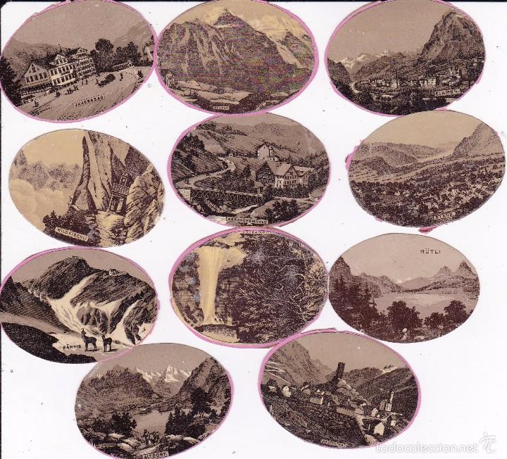 Coleccionismo Cromos antiguos: 11 cromos 5 ctms. diametro principios siglo XX pegados a un papel