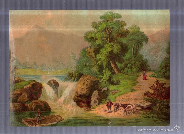 Colecionismo Cromos antigos: ANTIGUO CROMO. SIGLO XIX. MOTIVO PAISAJISTICO. 26 X 19CM