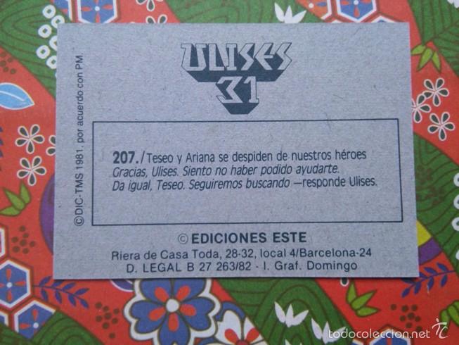Coleccionismo cromos antiguos: cromo EDICIONES ESTE ULISES 31 N 207 - Foto 2
