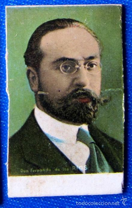 Collectable Antique Stickers: CROMO TICKET CON DON FERNANDO DE LOS R&Iacute;OS. SEGUNDA II REP&Uacute;BLICA. TICKETS DE PESO, 1930'S.