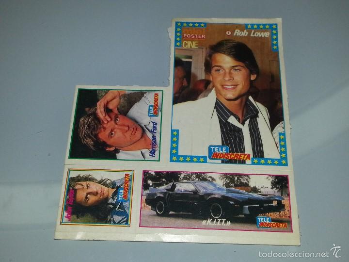 Coleccionismo Cromos antiguos: ANTIGUAS PEGATINAS DE LA REVISTA TELE INDISCRETA - ACTORES Y EL COCHE FANTASTICO - A&Ntilde;OS 80