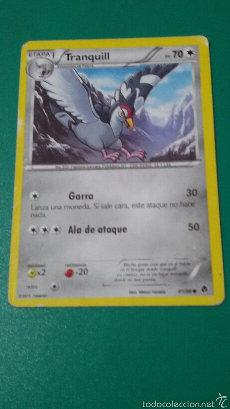 Coleccionismo cromos antiguos: Carta POKEMON ? TRANQUILL - Foto 1