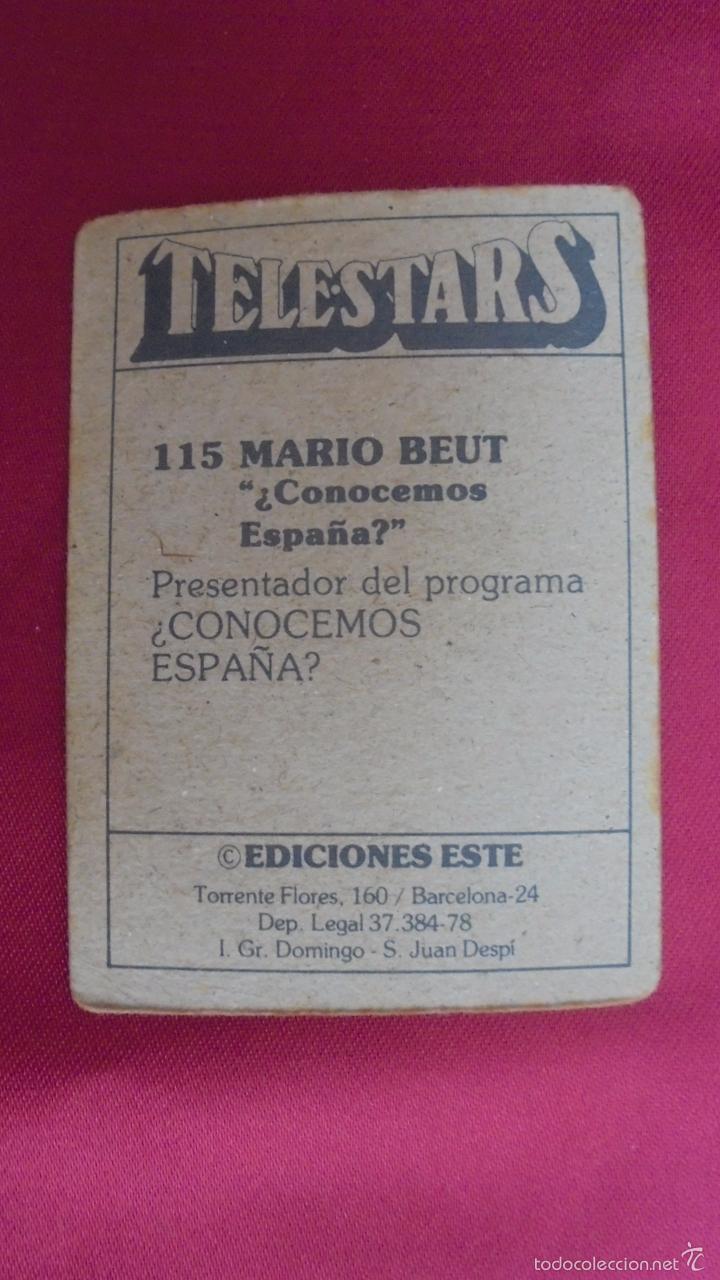 Coleccionismo cromos antiguos: CROMO TELESTARS. N&ordm; 115. MARIO BEUT. EDICIONES ESTE . NUNCA PEGADO. - Foto 2