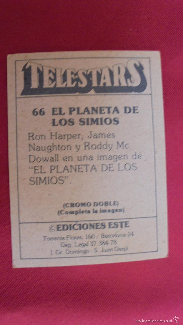Coleccionismo cromos antiguos: CROMO TELESTARS. N&ordm; 66. EL PLANETA DE LOS SIMIOS. EDICIONES ESTE . NUNCA PEGADO. - Foto 2