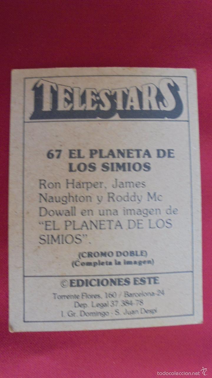 Coleccionismo cromos antiguos: CROMO TELESTARS. N&ordm; 67. EL PLANETA DE LOS SIMIOS. EDICIONES ESTE . NUNCA PEGADO. - Foto 2