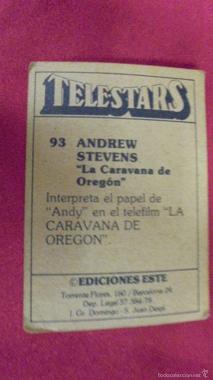 Coleccionismo cromos antiguos: CROMO TELESTARS. N&ordm; 93. ANDREW STEVENS. EDICIONES ESTE . NUNCA PEGADO. - Foto 2