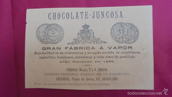 Coleccionismo cromos antiguos: BONITO CROMO PUBLICIDAD CHOCOLATE JUNCOSA. - Foto 2