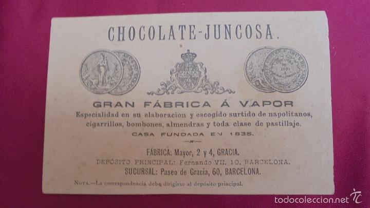 Coleccionismo cromos antiguos: BONITO CROMO PUBLICIDAD CHOCOLATE JUNCOSA. - Foto 2