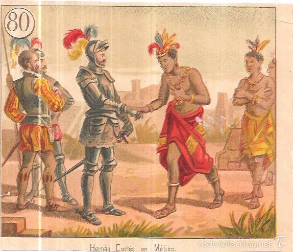 Collectionnisme Cartes &agrave; collectionner anciennes: CROMO LITOGR&Aacute;FICO. HERN&Aacute;N CORT&Eacute;S EN M&Eacute;JICO. N&ordm;80. 16,5X19,5 CM