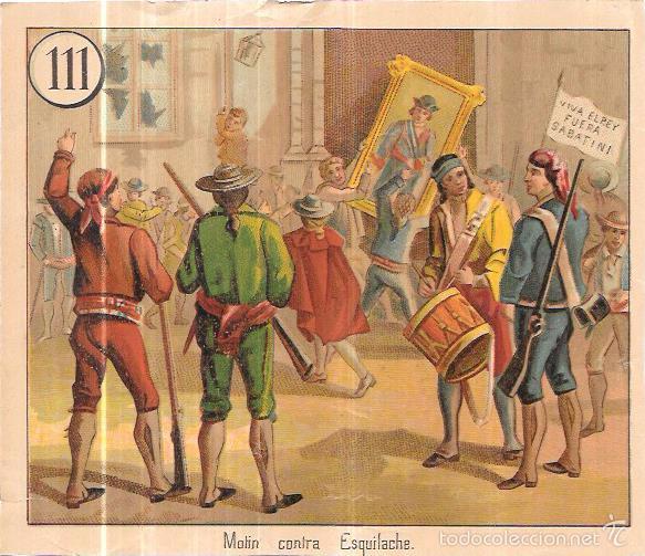 Collectionnisme Cartes &agrave; collectionner anciennes: CROMO LITOGR&Aacute;FICO. MOTIN CONTRA ESQUILACHE. N&ordm;111. 16,5X19,5 CM