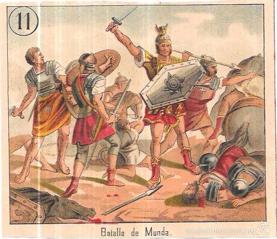 Collectionnisme Cartes &agrave; collectionner anciennes: CROMO LITOGR&Aacute;FICO. BATALLA DE MUNDA. N&ordm;11. 16,5X19,4 CM