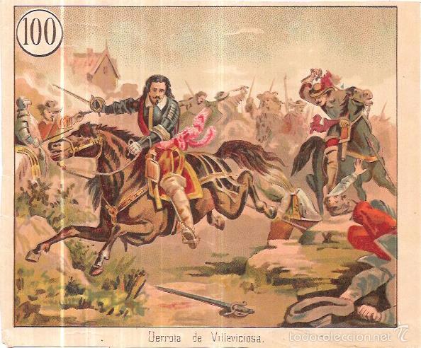 Collectionnisme Cartes &agrave; collectionner anciennes: CROMO LITOGR&Aacute;FICO. DERROTA DE VILLAVICIOSA. N&ordm;100. 17X20,8 CM