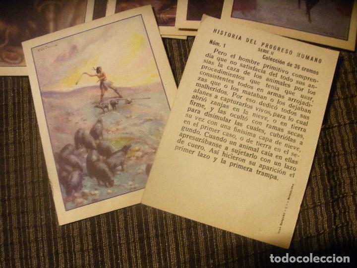 Coleccionismo cromos antiguos: HISTORIA DEL PROGRESO HUMANO .- 2&ordf; SERIE .SOBRE CON 12 CROMOS - Foto 3