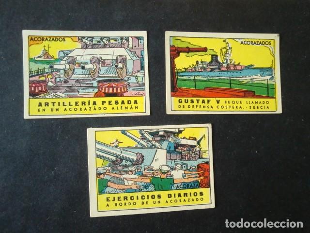Sammeln alte Sammelbilder: 3 CROMOS SERIE ACORAZADOS,EDICIONES CISNE,A&Ntilde;OS 40,NUNCA PEGADOS