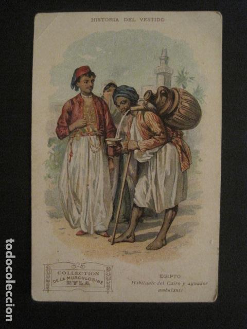 Coleccionismo cromos antiguos: HISTORIA DEL VESTIDO- EGIPTO - CROMO ANTIGUO PUBLICIDAD MUSCOLINE BYLA -9X14CM.-VER FOTOS-(V-6792)