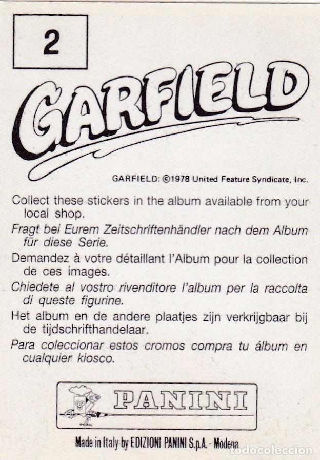 Coleccionismo cromos antiguos: PANINI. GARFIELD. 1989. CROMO N&ordm; 2 - Foto 2