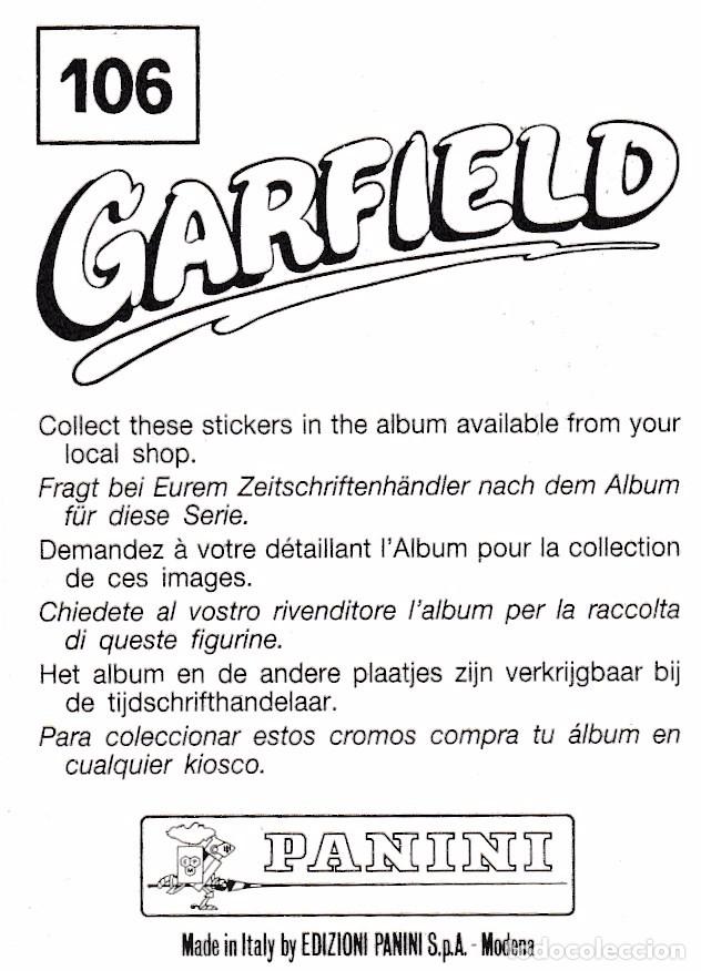 Coleccionismo cromos antiguos: PANINI. GARFIELD. 1989. CROMO N&ordm; 106 - Foto 2