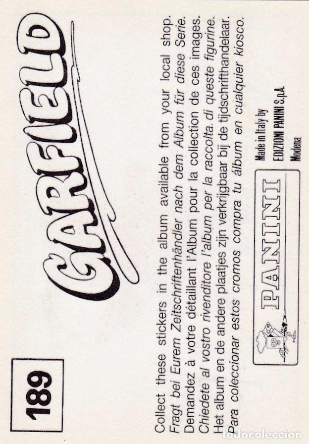 Coleccionismo cromos antiguos: PANINI. GARFIELD. 1989. CROMO N&ordm; 189 - Foto 2