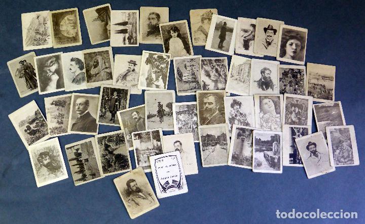 Collectable Antique Stickers: 61 cromos fototipias cerillas Pintores c&eacute;lebres y obras Serie 30 Thomas PP S XX incompleta