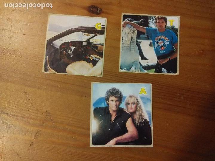 Coleccionismo Cromos antiguos: 3 CROMOS PEGATINAS EL COCHE FANTASTICO - LETRAS A - G - T