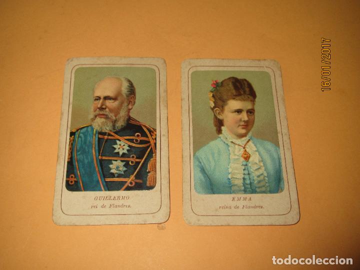 Coleccionismo Cromos antiguos: Antiguos Cromos Litografia sobre Cartoncillo de GUILLERMO y EMMA Reyes de FLANDES - A&ntilde;o 1900-10s.