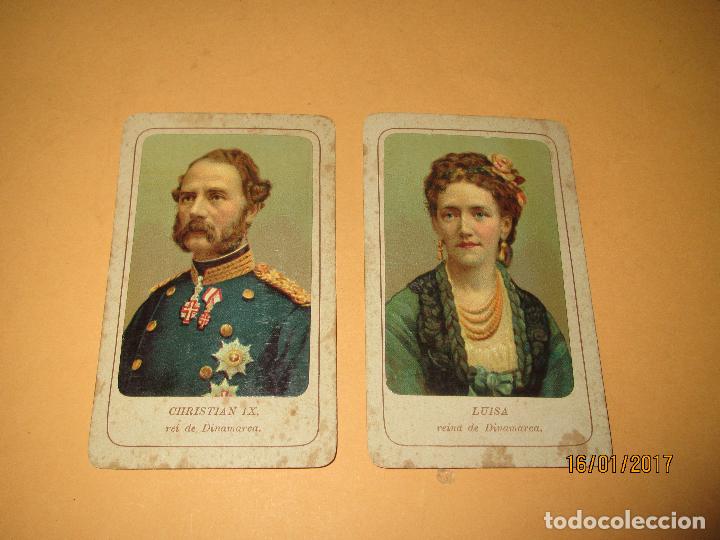 Colecionismo Cromos antigos: Cromos Litografia sobre Cartoncillo de CHRISTIAN IX y LUISA Reyes de Dinamarca - A&ntilde;o 1900-10s