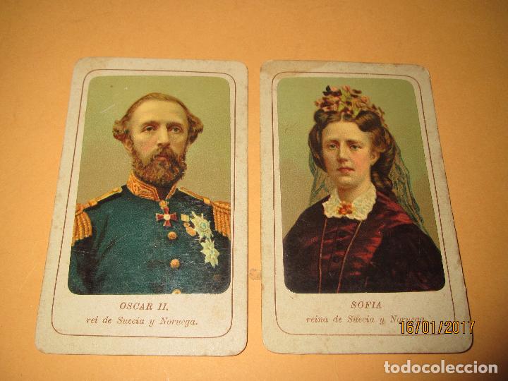 Coleccionismo Cromos antiguos: Cromos Litografia sobre Cartoncillo de OSCAR II y SOFIA Reyes de Suecia y Noruega - A&ntilde;o 1900-10s