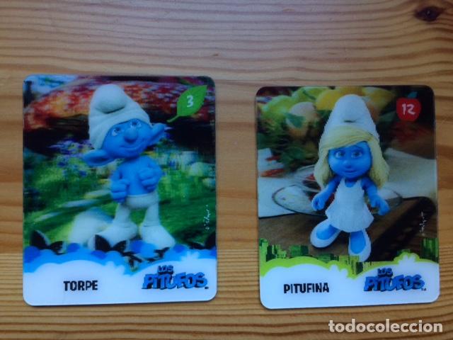 Coleccionismo cromos antiguos: 2 cromos plastico en relieve Pitufos - Foto 1