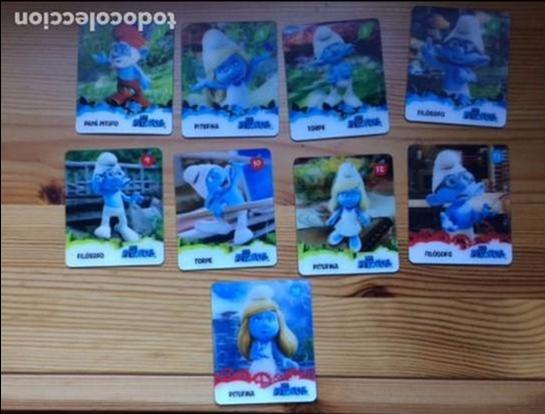 Coleccionismo cromos antiguos: 9 cromos plastico en relieve Pitufos - Foto 1