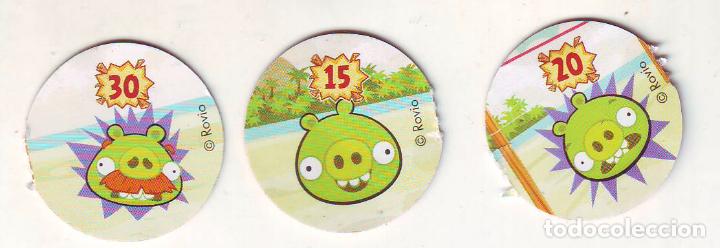 Coleccionismo Cromos antiguos: 3 CROMOS REDONDOS.ANGRY BIRDS. DEZCONOZCO LA COLECCION.