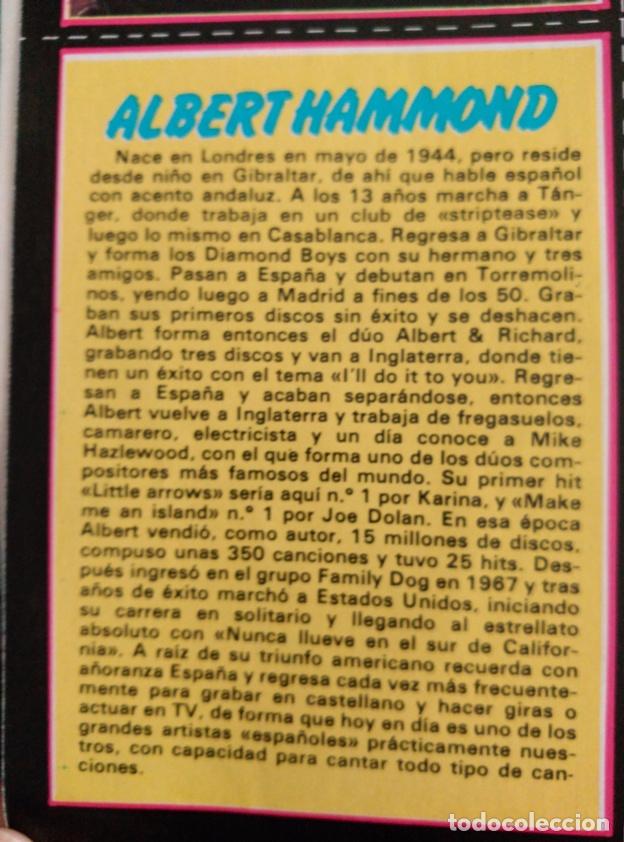 Coleccionismo cromos antiguos: CROMO FICHA DEL SUPER POP ALBERT HAMMOND - Foto 2