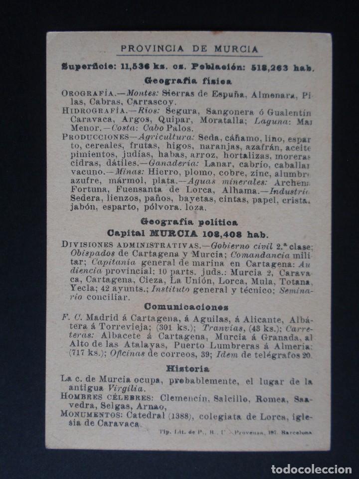 Coleccionismo cromos antiguos: CROMO PROVINCIAS DE ESPA&Ntilde;A N&ordm; 31 MURCIA. - Foto 2