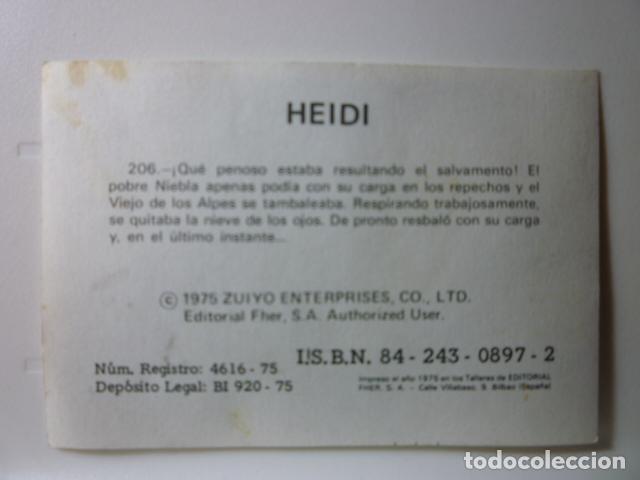 Coleccionismo cromos antiguos: CROMO HEIDI. N&ordm; 206 EDITORIAL FHER - Foto 2