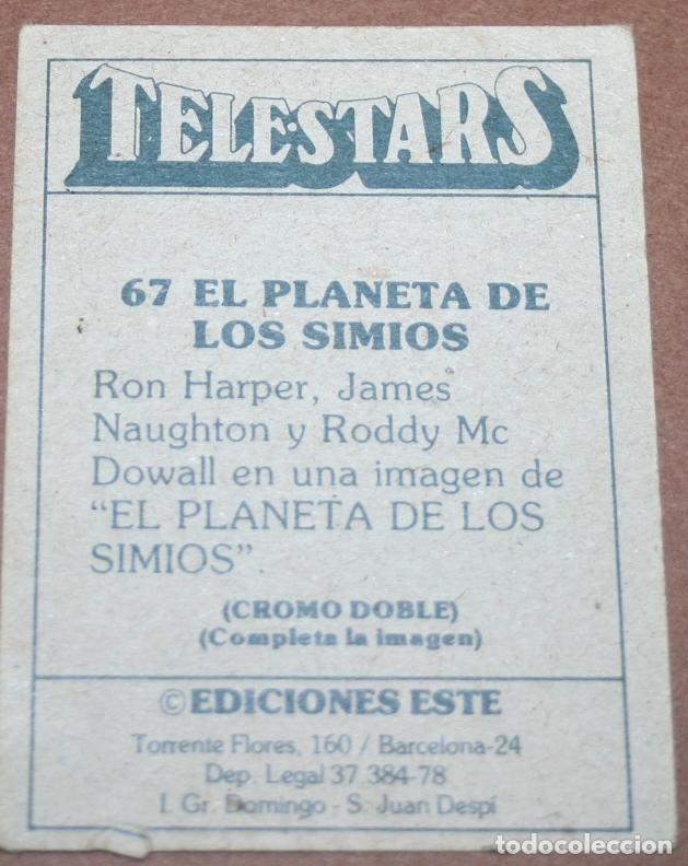 Coleccionismo cromos antiguos: CROMO COLECCI&Oacute;N TELESTARS N&ordm; 67 EL PLANETA DE LOS SIMIOS - EDICIONES ESTE 1978 - Foto 2