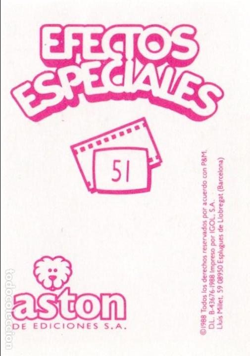 Coleccionismo cromos antiguos: CROMO EFECTOS ESPECIALES ASTON N&ordm; 51 - Foto 2