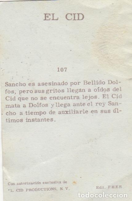 Coleccionismo cromos antiguos: cromo n&ordm; 107 el cid ediciones fher - Foto 2