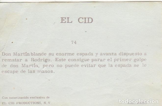 Coleccionismo cromos antiguos: cromo n&ordm; 74 el cid ediciones fher - Foto 2