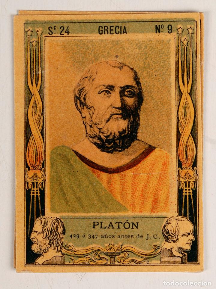 Coleccionismo Cromos antiguos: Cromo caja de cerillas - Serie 24 - N&ordm; 9 - GRECIA - PLATON