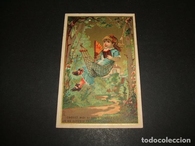 Coleccionismo cromos antiguos: CROMO SIGLO XIX MUJER EN HAMACA - Foto 1